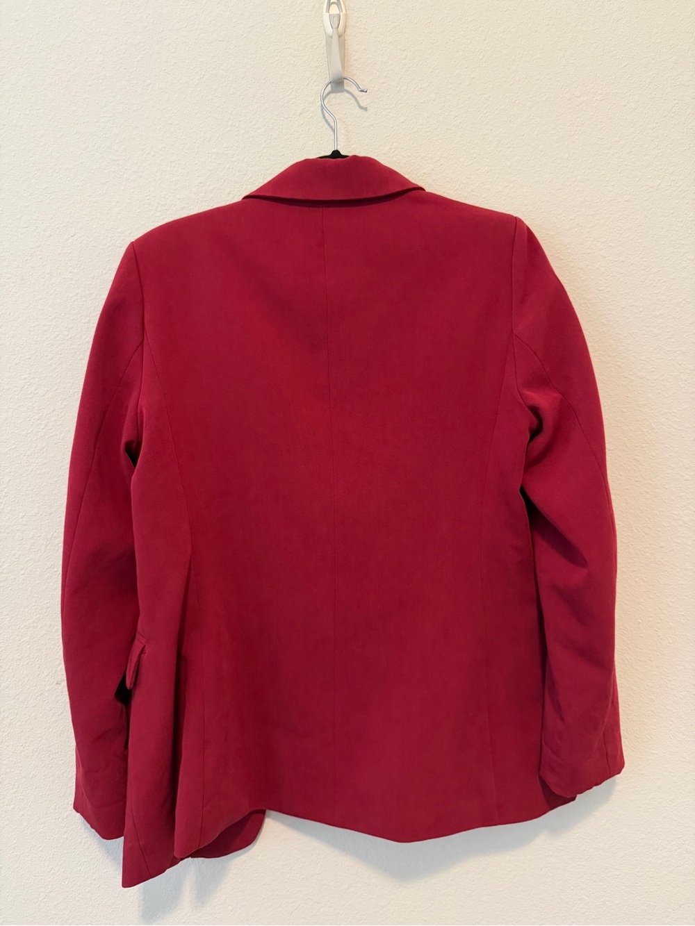 Women's Burgundy Blazer Jacket - Classic Single-Button Tailored Coat - Picture 4 of 4